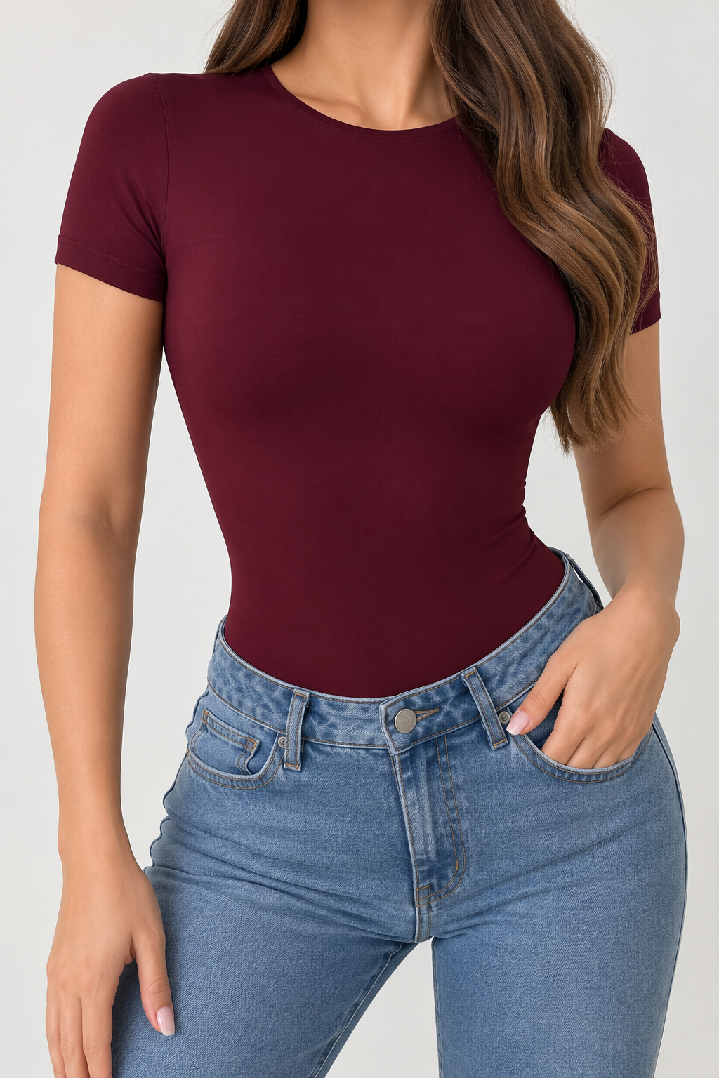 BODY BASIC MANGA CORTA VINOTINTO
