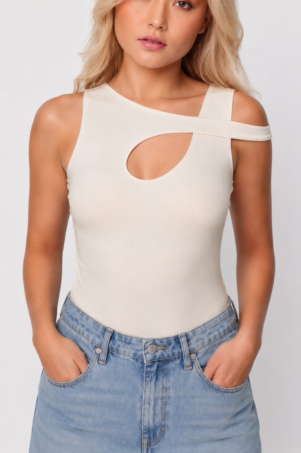 BODY GLOW ASIMETRICO MARFIL