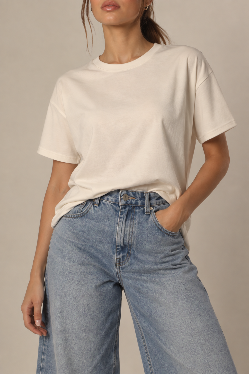 Camiseta tela premium Marfil